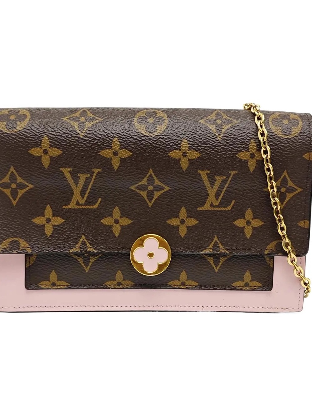 ♥️Louis Vuitton Flore Pink & Brown Monogram Chain Wallet♥️